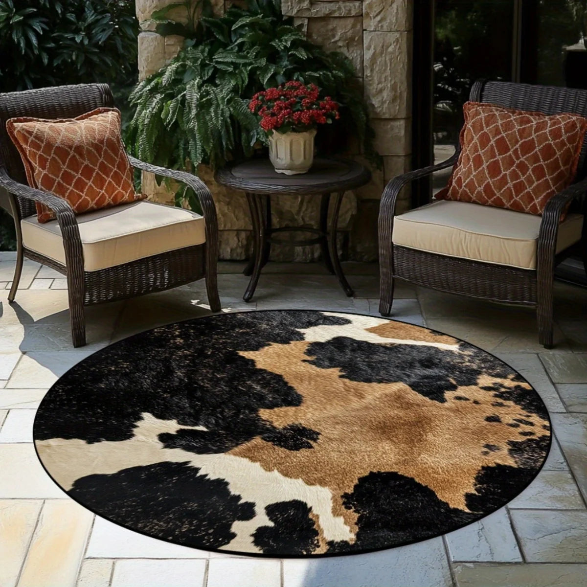 Cow Print Round Rug