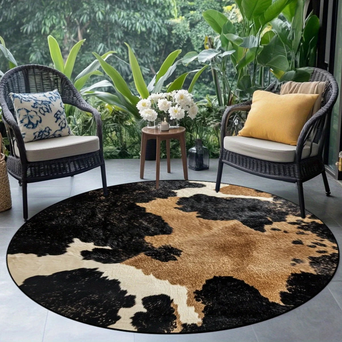 Cow Print Round Rug