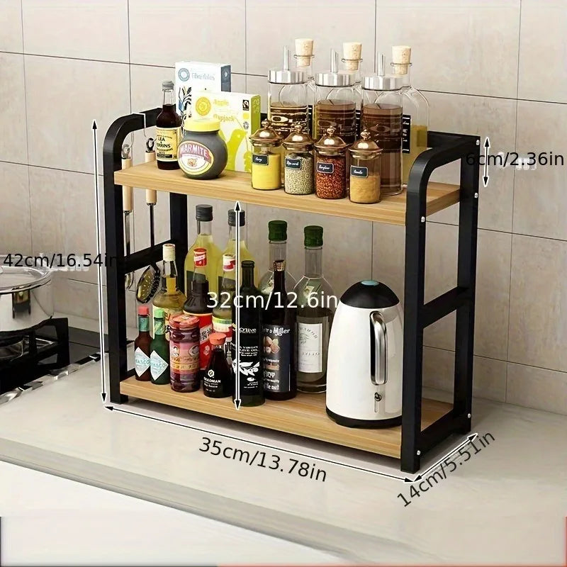 1pc 2-Tier Metal Countertop Shelf