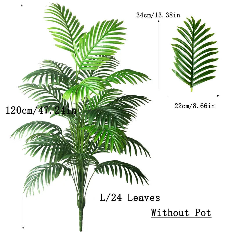 90-120cm Large Artificial Palm Tree Tropical Fake Plants Green Plastic Palm