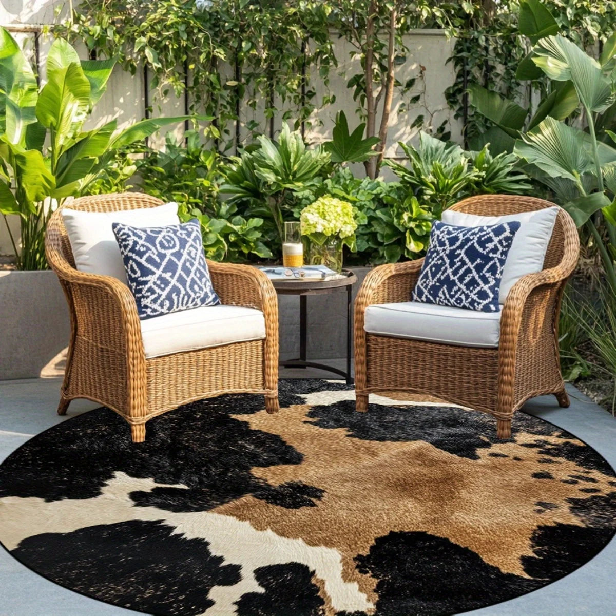 Cow Print Round Rug
