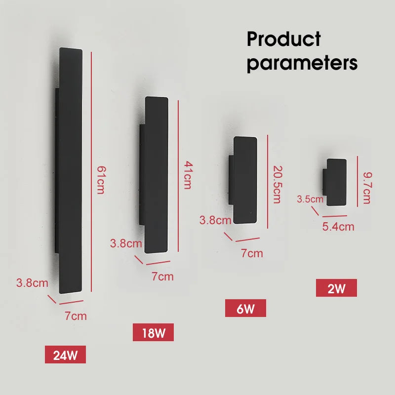 Outdoor Waterproof Wall Lamps Strip Aluminum Wall