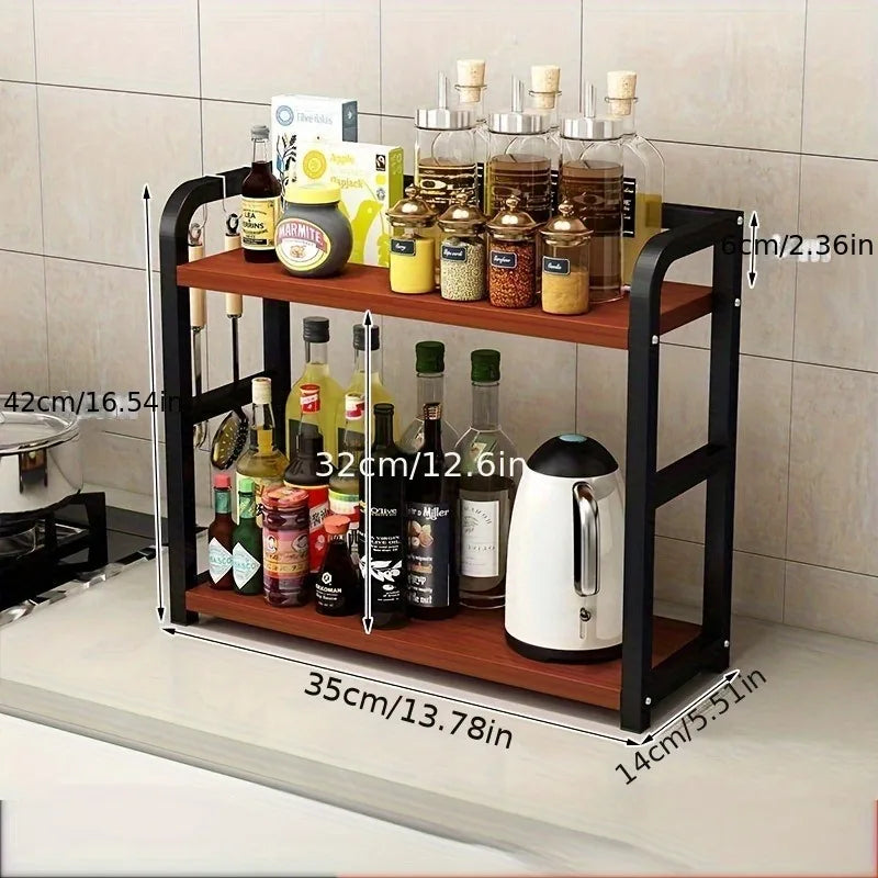 1pc 2-Tier Metal Countertop Shelf