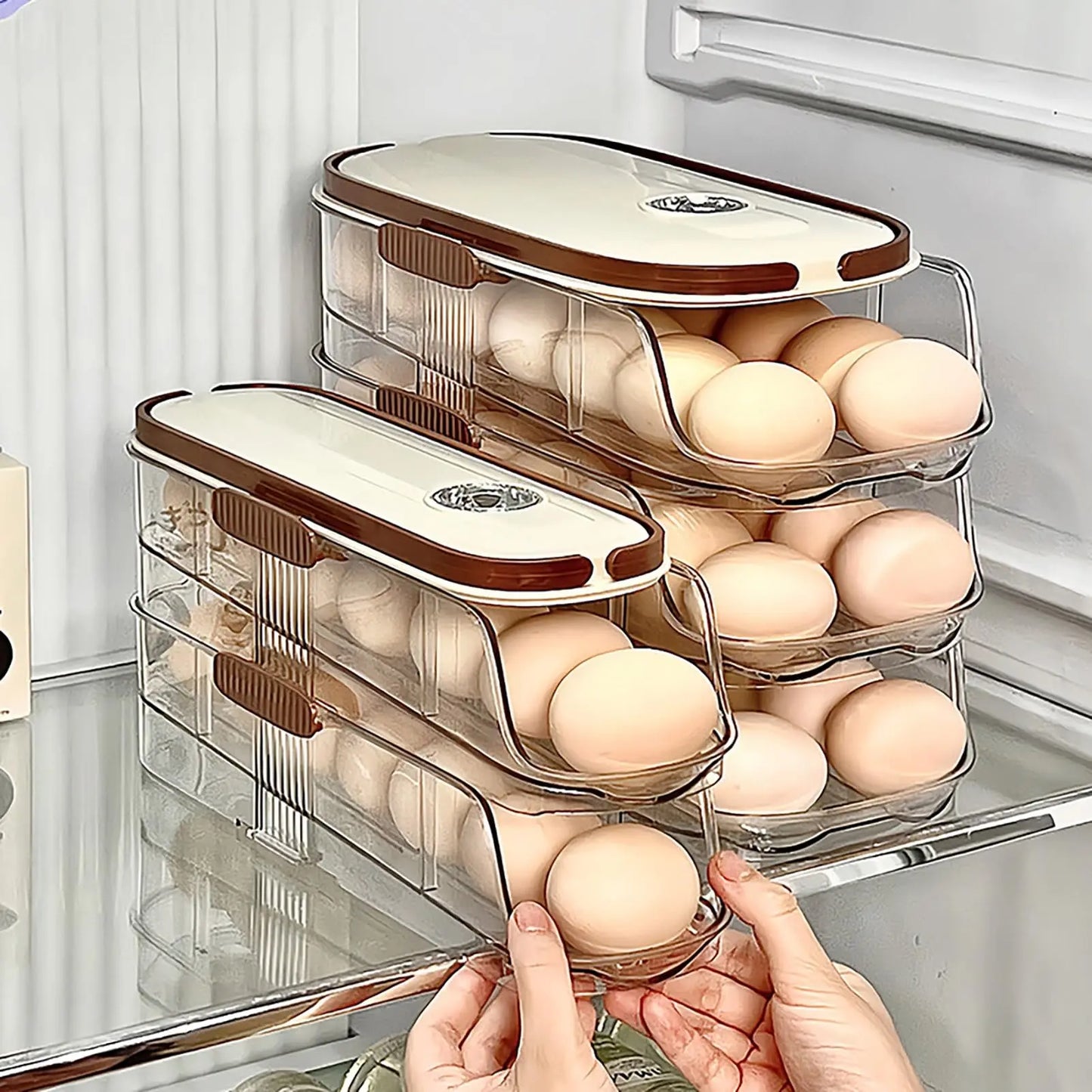Egg Holder for Refrigerator Automatic Rolling
