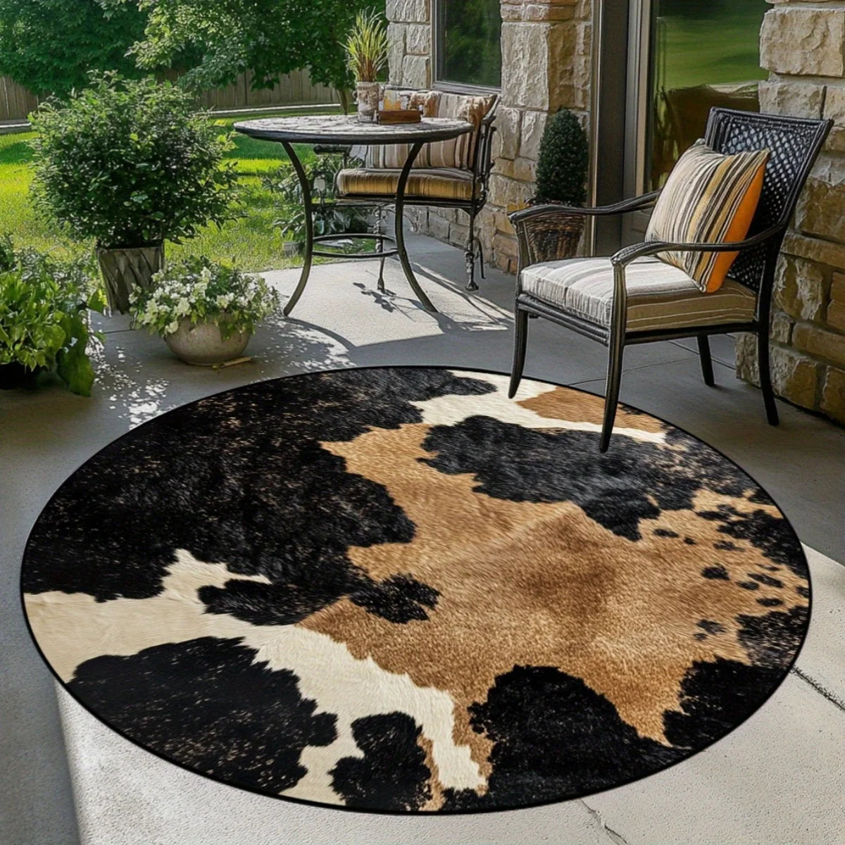 Cow Print Round Rug