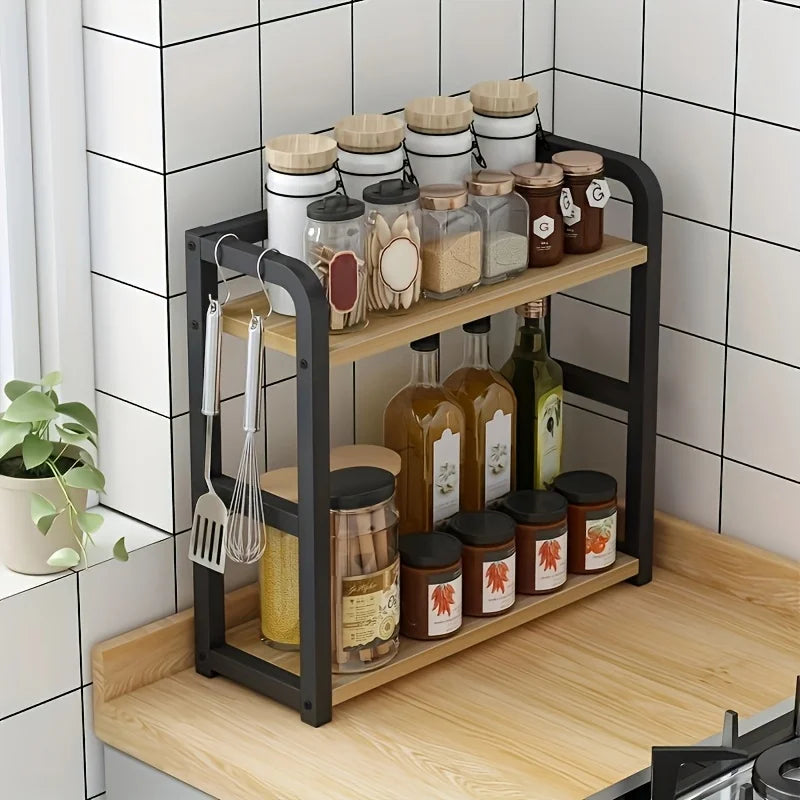 1pc 2-Tier Metal Countertop Shelf
