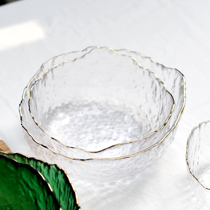 Glass Bowl with Glod Rim